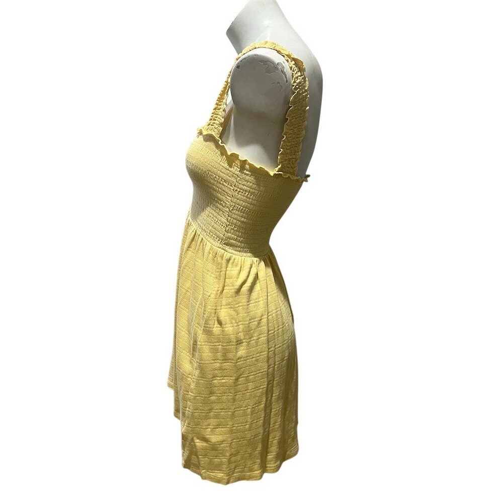 Roxy Sundress Womens Size M Yellow Smocked Ruffle Strap Square Neck Mini - Picture 3 of 9